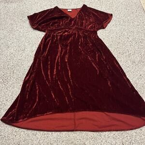 Cabi Velvet Tribute Dress Sz M Empire Waist Hi Low Hem Holiday Fall Formal